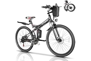 Vivi M026TGB Electric Bike 26" Electric Bike for Adults, Folding Electric Mountain Bike with 500W Motor, 48V Removable Lithium-Ion Battery, 21 Speed, 20MPH, Up to 50 Miles, Dual Shock Absorber