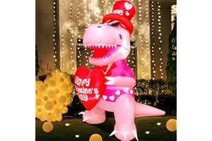 KOOY 5FT Height Valentines Day Inflatable Outdoor Decorations Inflatable Dinosaur Holding Heart,Valentines Yard Inflatable Decorations for Outdoor Indoor Party Wedding Anniversary