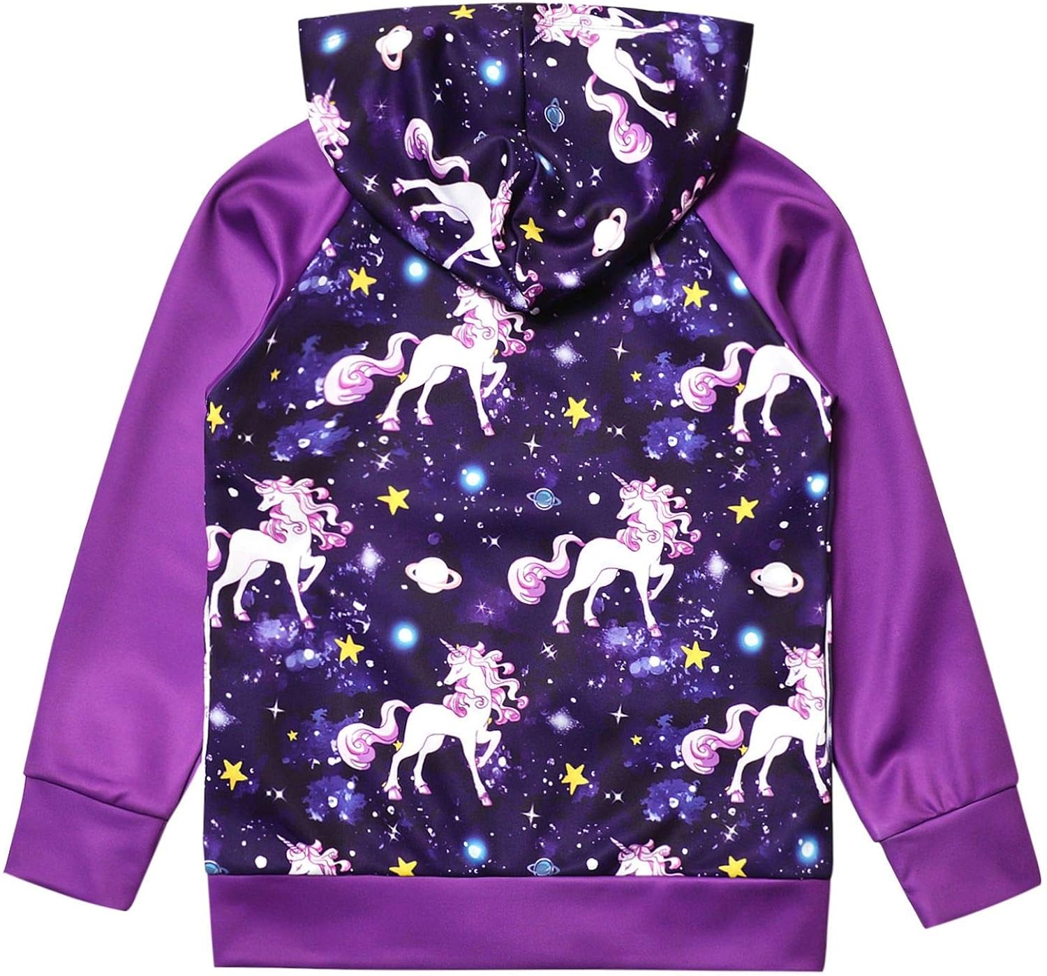 Jxstar Girls Raglan Hoodie Zip Up Jacket Unicorn Cat Sweatshirt with Pockets: Clothing