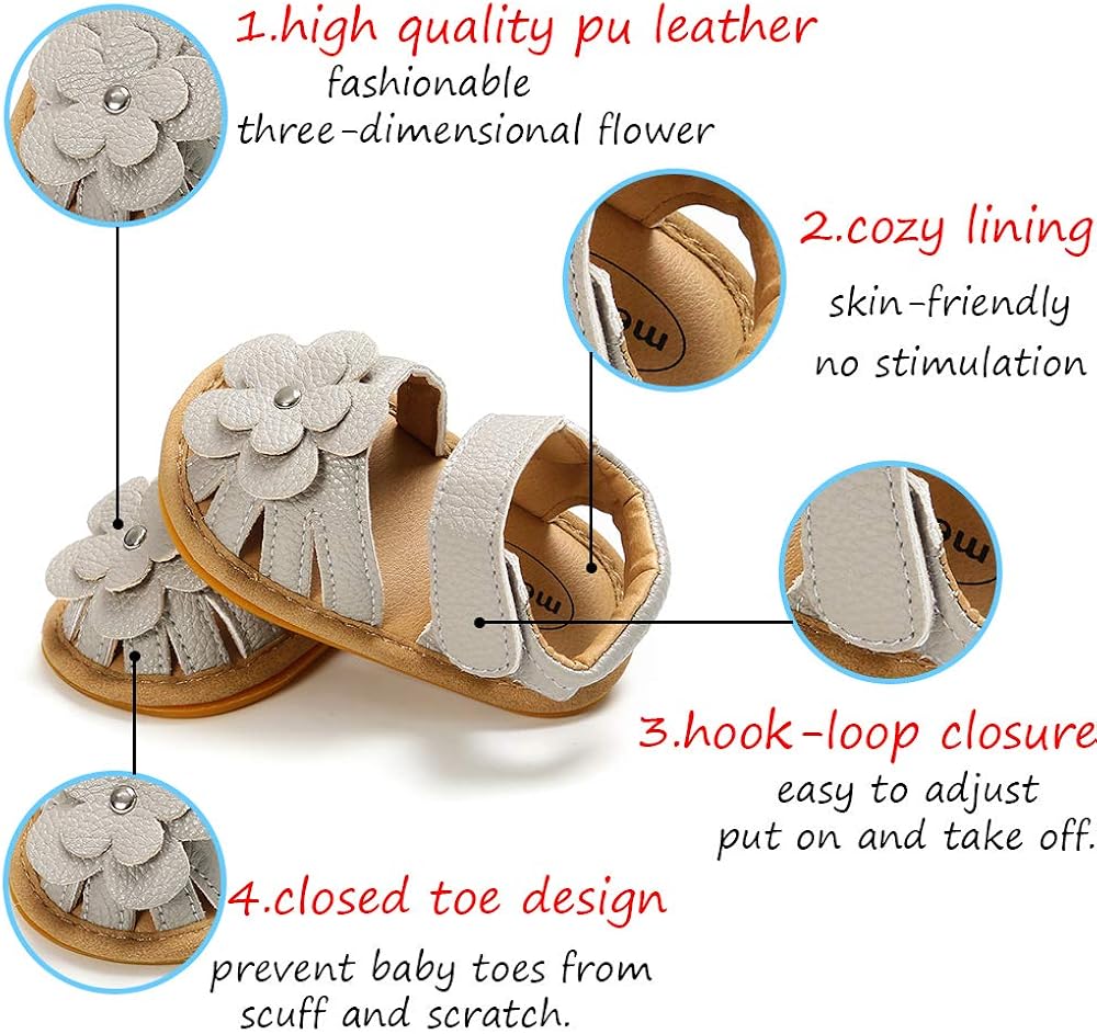  | Miamooi Infant Baby Girls Boys Sandals Summer Bowknot Crib Shoes Toddler Pu Leather Flower Soft Rubber Sole Dress Flats First Walker Shoes | Sandals
