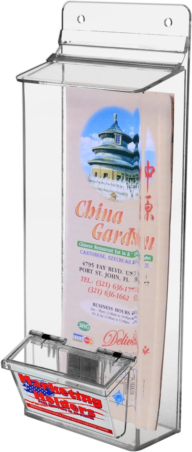 outdoor brochure holders on Marketing Holders 7 1 2w X 5 1 4h Outdoor Brochure Holder With Business Card Holder Pack Of 4 Tri Fold Pamphlet Display Printed Material Menus Guides Wall Mount Acrylic Badge Multi Slot Organizer
