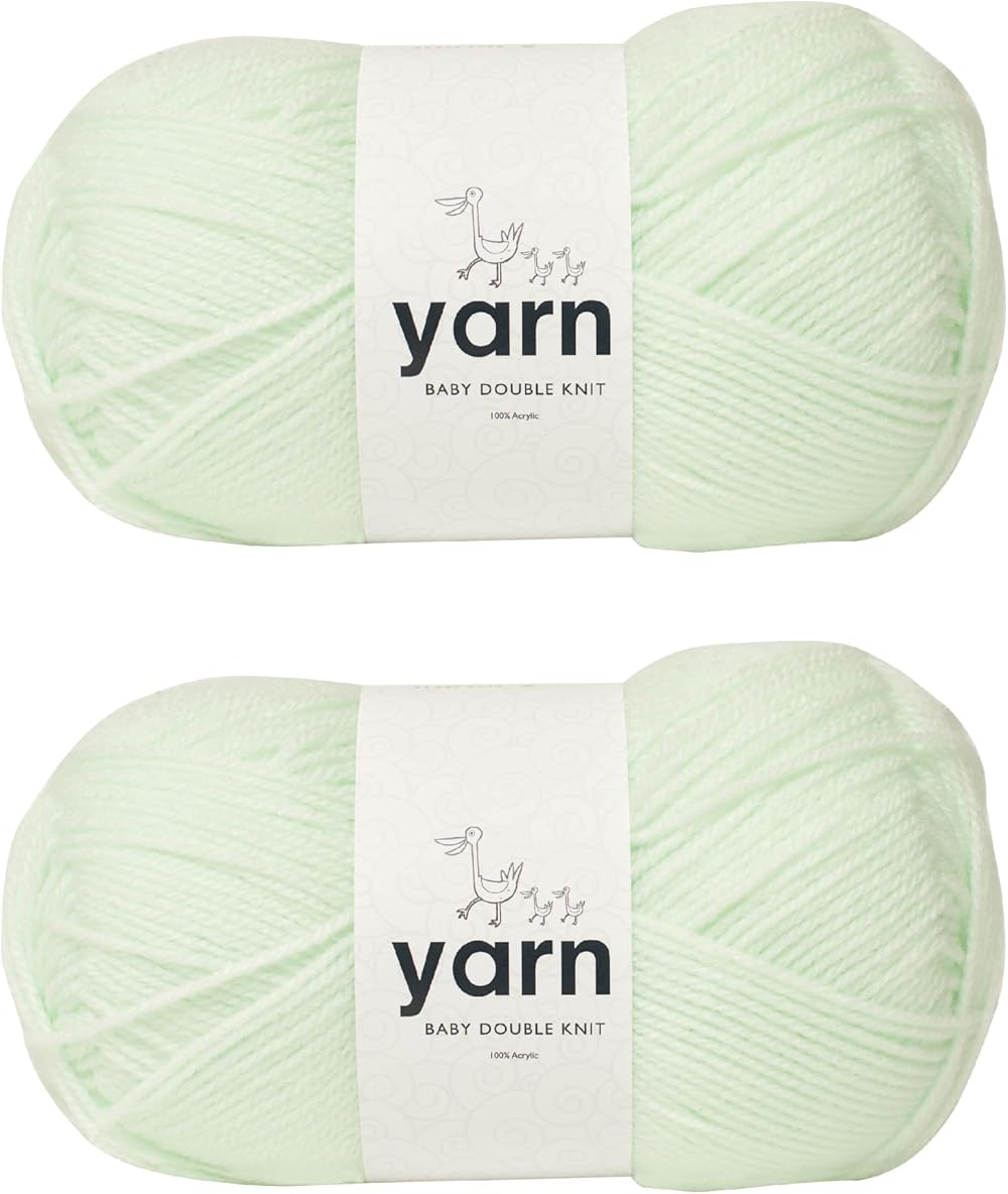 Korbond Baby Mint Green Yarn 2 x 100g Acrylic Knitting Crochet 200g 580m