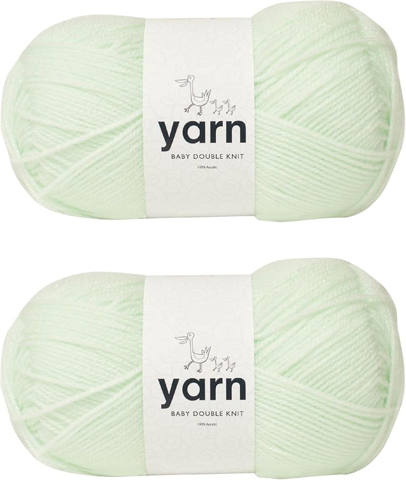 Korbond Baby Mint Green Yarn 2 x 100g Acrylic Knitting Crochet 200g 580m