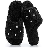 GOEWY Fuzzy Open Toe Slippers for Women Indoor Cozy Memory Foam Slip On House Slides Shoes Gifts for Womens Her Mom