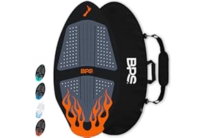 BPS New Zealand ‘Flame’ - High Performance Wooden Skimboard with Custom Traction Pads – with Optional Padded Carry Bag Made from Recycled Plastics – for Kids or Adults, Choose from 4 Colors