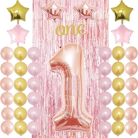 Amazon Com 1st Birthday Girl Decorations Set Rose Gold Princess