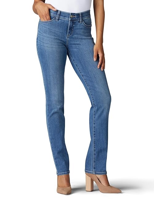 Lee Women's Ultra Lux Comfort with Flex Motion Straight Leg Jean Juniper 14 Medium
