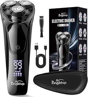 Brightup Rasierer Herren Elektrisch mit 4D-Schwebekopf, Kabellos LED Elektrischer Nass- und Trockenrasierer für Männe, IPX6 Wasserdichter Elektrorasierer, USB-C Aufladung & Pop-Up Trimmer, Reisesperre