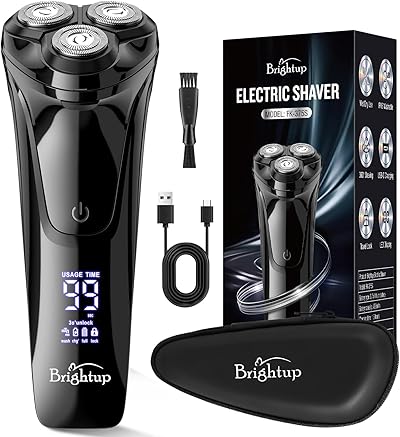 Brightup Rasierer Herren Elektrisch mit 4D-Schwebekopf, Kabellos LED Elektrischer Nass- und Trockenrasierer für Männe, IPX6 Wasserdichter Elektrorasierer, USB-C Aufladung & Pop-Up Trimmer, Reisesperre