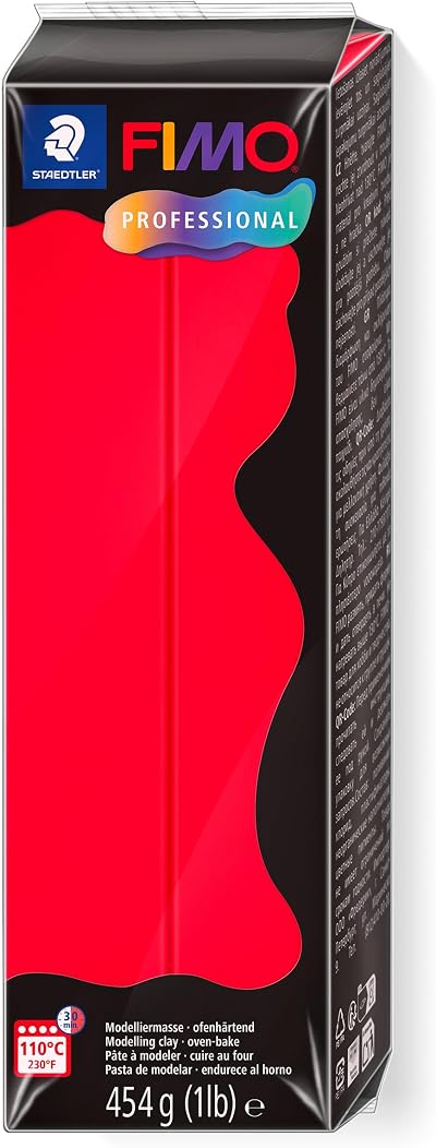 STAEDTLER 8041-200 FIMO Professional Oven-Hardening Polymer Clay True Red 454g