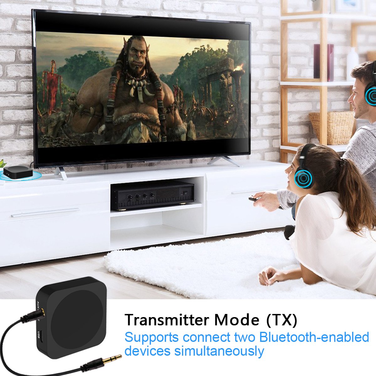 keenstone Mini Bluetooth Emetteur et Récepteur 2-en-1, sans Fil Bluetooth 4.1 Transmetteur et Récepteur 3.5mm Portable Adaptateur 2 Appareils Simultanément pour Parfait Effets Sonores Système