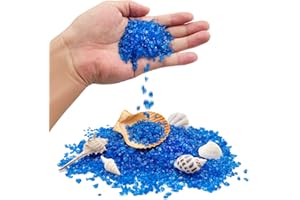 YGFRSTO Aquarium Fish Tank Gravel 1 Pound Crushed Glass for Aquarium Decorations, Crafting Projects, Potted Plants Top-Dress, Vase Filler, Fairy Garden Decor, Home Decor (Blue)