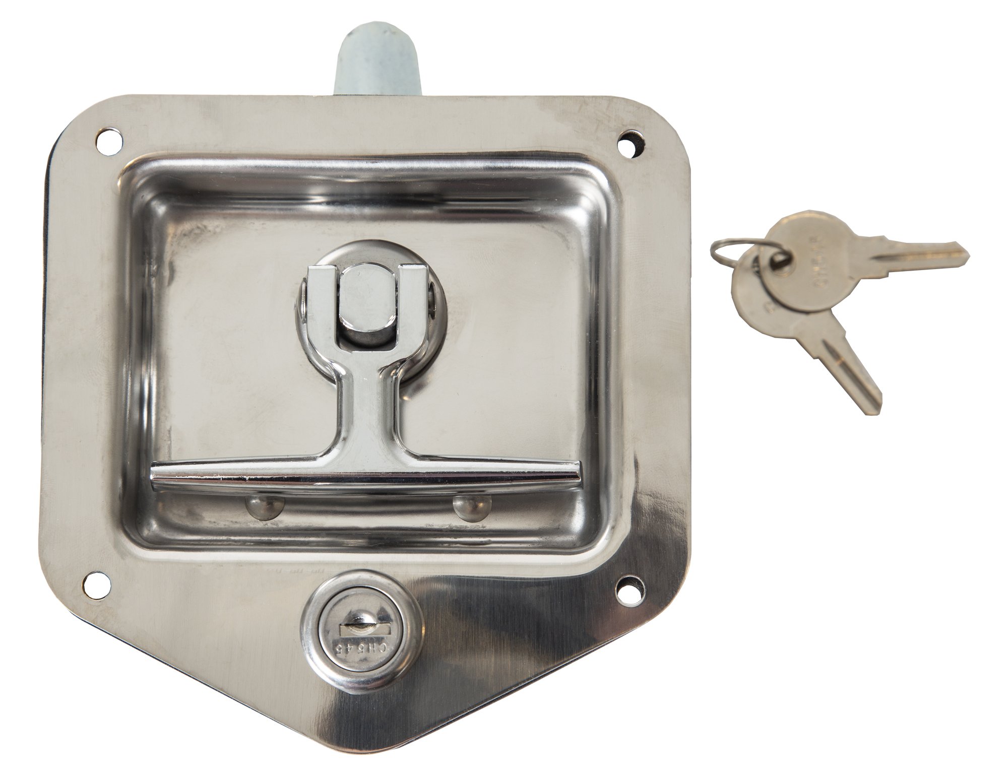 Buyers Products L8815 T-Handle Latch, Locking Single Point Latch with Gasket, with 2 Keys, Polished Stainless Steel, for Truck Bed Tool Boxes, Trailer Doors, RVs, Campers, Truck Cap Latch