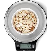 Amazon Basics Digital Kitchen Scale with LCD Display, Tare Function, Multiple Units, Weighs up to 11 Pounds, Batteries Included, Black and Stainless Steel