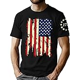 PICKID American Flag Shirts Men: 4th of July Patriotic T-Shirt USA Print Independence Day Tee Casual Tops