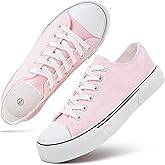 hash bubbie White Sneakers for Women Low Top Canvas Shoes Womens Canvas Sneakers Women's Fashion Sneakers Slip on Casual Tennis Shoes