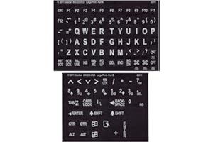 MAXIAIDS Large Print-Braille Keyboard Labels- White on Blk