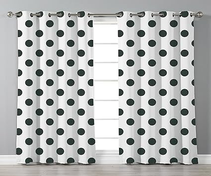 Stylish Window Curtains Retro Nostalgic Polka Dots Pattern With