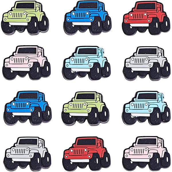 16Pcs Vehicle Silicone Beads - Truck Airplane Motorcycle DIY Jewelry Making Kit