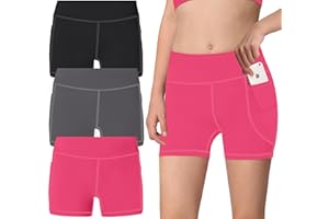 AENLLEY Girls Gymnastics Dance Shorts with Pockets - Kids Activewear Shorts for Volleyball Bike Cheer Ballet Pack of 3