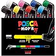 Posca Jumbo Markers Set, Mop'R Posca Paint Markers with XXL 3-19mm Round Tip for Any Surface, ACMI-Certified Non-Toxic Formula, Black, White, Red, Yellow, Pink, Blue, Light Blue, Green