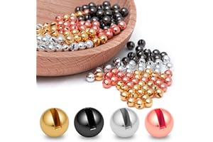 Gainfite 200pcs Fly Tying Tungsten Beads Slotted Nymph Head Ball (1.5-6.4mm, 4 Colors) – Assorted Sizes for Fly Tying Materials, Fishing Accessories, Nymph Fishing