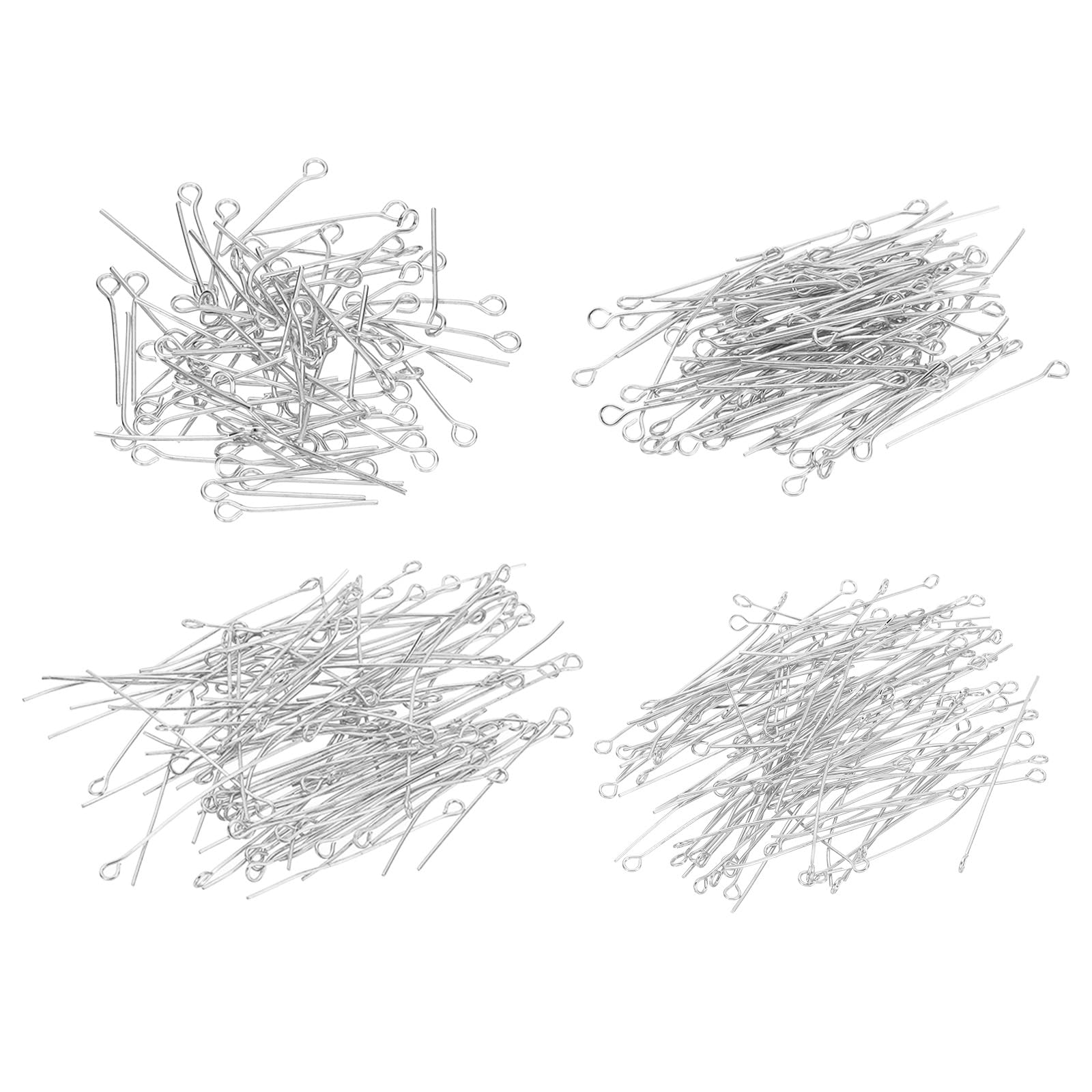 PATIKIL Rhodium Color Open Eye Pins, 20mm/30mm/40mm/50mm, 600Pcs Metal Jewelry Making Supply