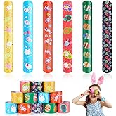FUSHENMU 48pcs Easter Slap Bracelets Easter Egg Bunny Snap Bracelet Party Favor Toys for Kids Easter Basket Stuffers Egg Filler Classroom