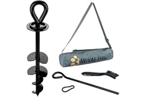 ROYAL PAW ROYAL-PAW Dog Tie Out Stake - for Large Dogs up to 210 lbs - Heavy Duty Dog Stake for Yard, Beach & Camping Outside - Best in Ground Anchor for a Dog Cable, Leash, Lead Tether (1, Midnight Black)