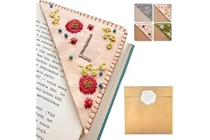 ARTLAZA Personalized Hand Embroidered Corner Bookmark, 26 Letters Hand Stitched Felt Corner Letter Bookmark, Cute Flower Embroidery Bookmarks for Book Reading Lovers Meaningful Gift (Fall，L）