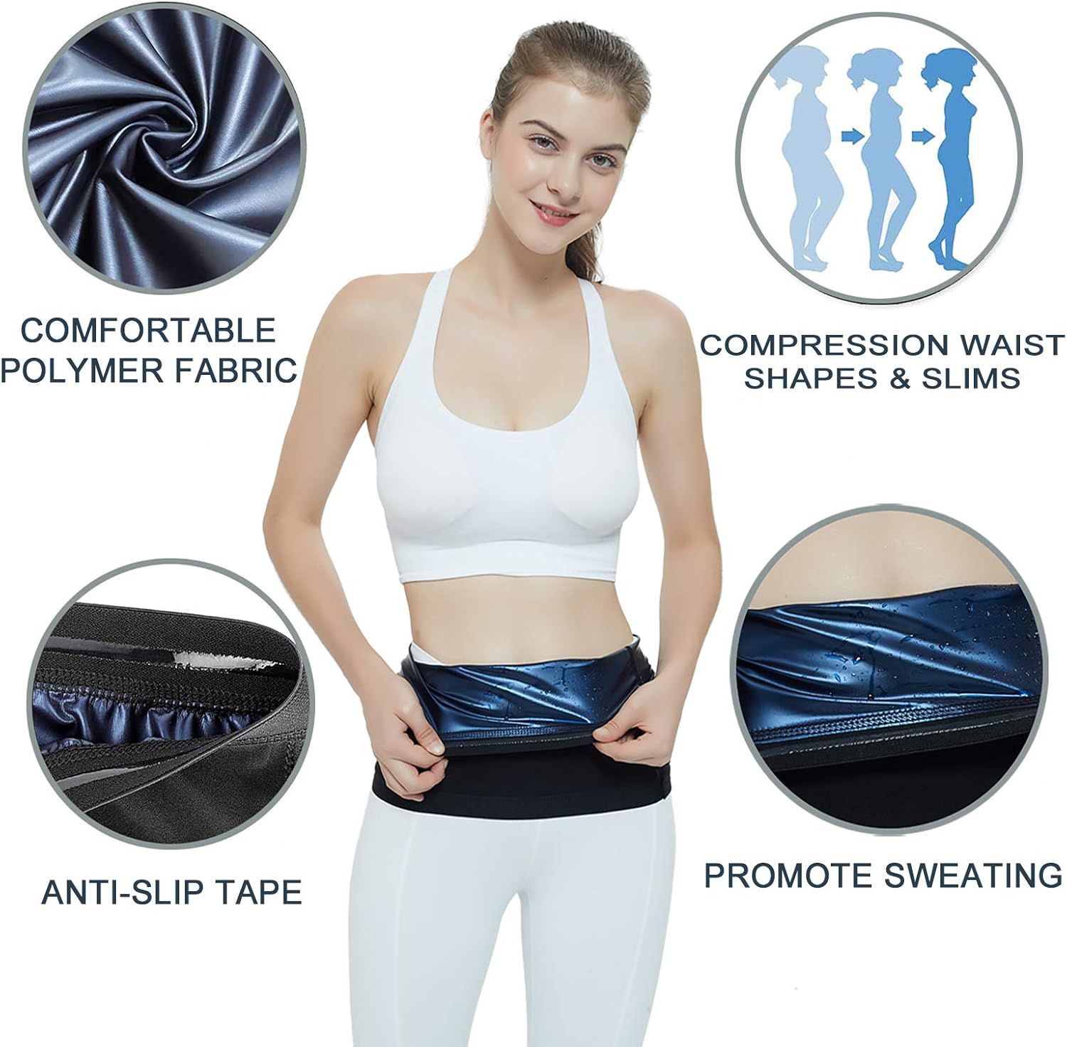 LUCKY CLOVER Waist Trimmer for Women: Sauna Sweat Belt Neoprene-Free Waist Cincher: Clothing