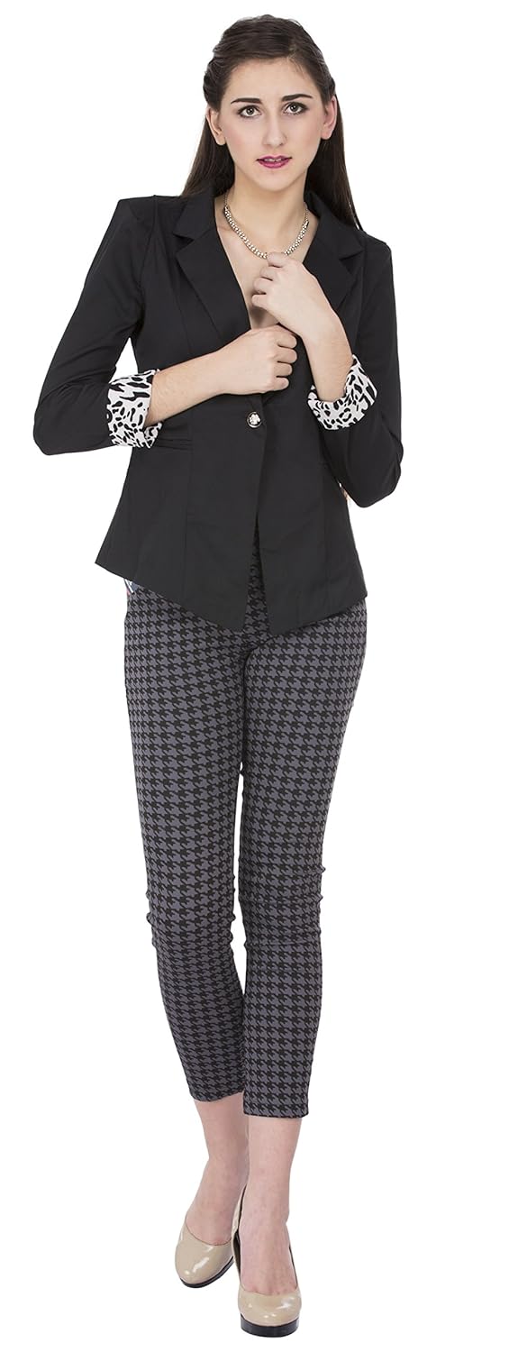 cay stylish black color woman's blazer with collars