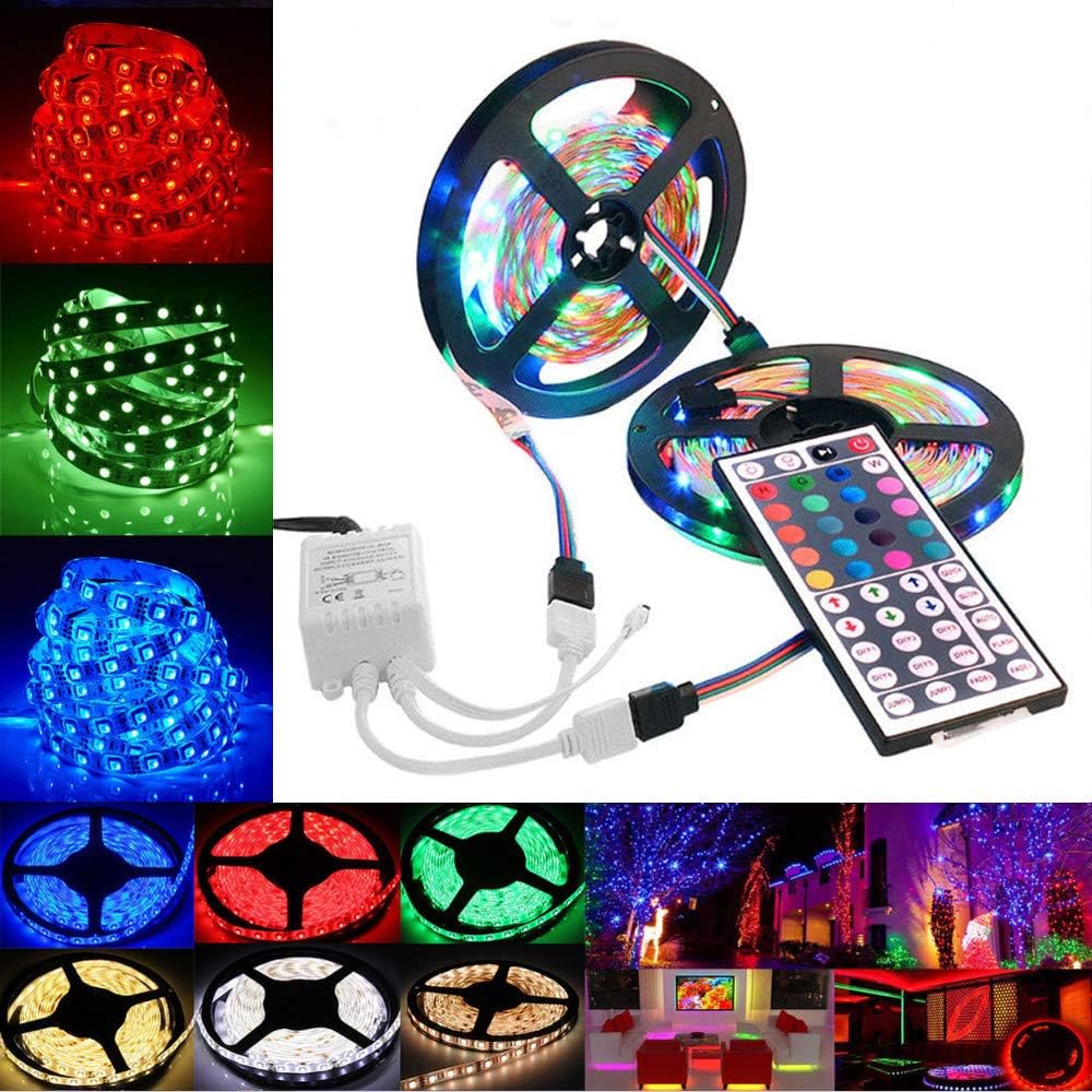 Toraway LED Light Strips with Remote, 10M 3528 SMD RGB 600 LED Strip Light String Tape+44 Key IR Remote Control
