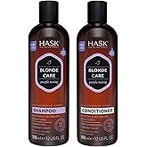 HASK Blonde Care Shampoo + Conditioner Set for Blonde Hair | Sulfate-Free, Gluten-Free, Vegan, Color Safe | 12oz each