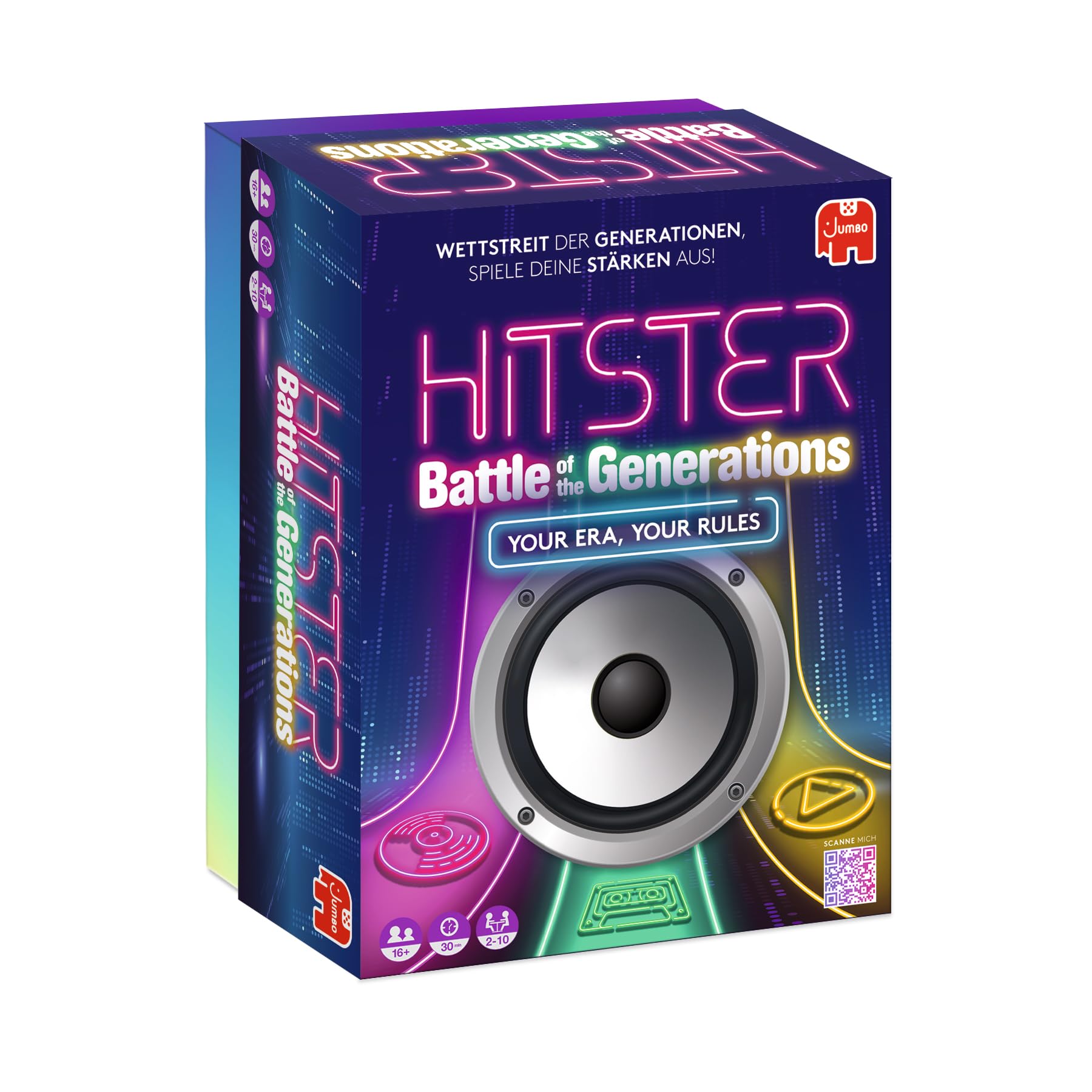 Hitster Battle of the Generations – Musik‑Party‑Brettspiel mit 420+ Songs aus Allen Jahrzehnten - 3 Epochen von Vinyl über Kassette bis Streaming – App‑Verbundenes Quiz für Erwachsene & Familien (DE) 2