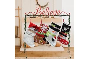 FORUP Believe Christmas Stocking Holder Stand Hangers
