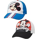 Disney Boys' Mickey Mouse Baseball Cap - 2 Pack 3D Character Curved Brim Strap Back Hat (2T-7)