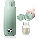 Portable Bottle Warmer for Travel, Fast Heating for Breast Milk &amp; Water, 17oz, Long‑Lasting Battery, 316 Stainless Steel, 6H Keep Warm, Portable Milk Warmer for On‑the‑Go &amp; Night Feedings
