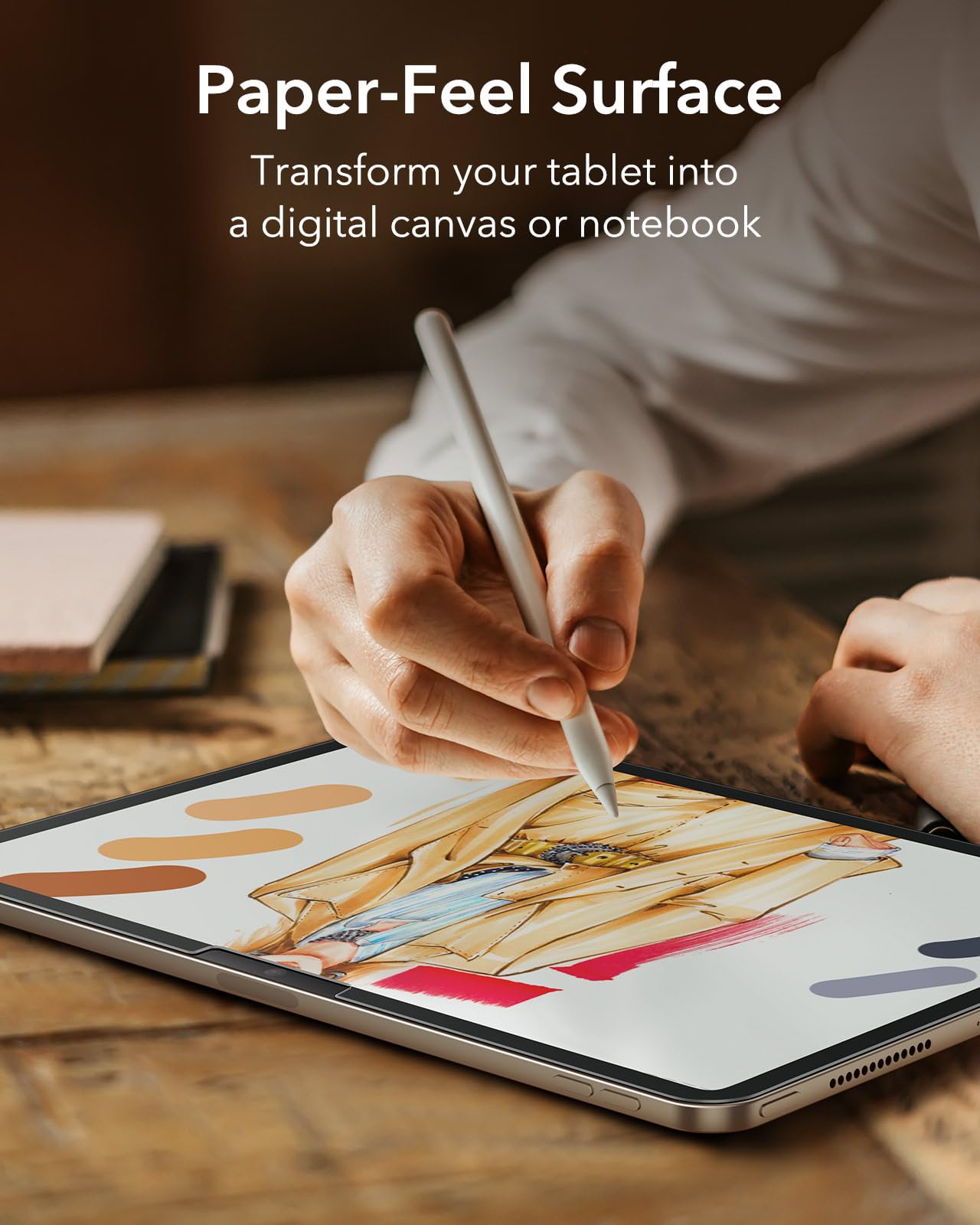 ESR 2 Pack Paper-Feel Screen Protector for iPad Pro 11 Inch (M5/M4) 2025/2024, Write and Draw Like on Paper, with Easy Installation Tray, Anti-glare,Thin and Responsive