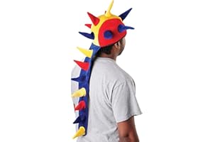 TRIBELLO Dragon Tail Hat Spiked Hat Novelty Clown Hat Horned Dragon Hat Dragon Party Hat Cute Hat Multi Colored Costume Hat Mardi Gras Hat Dress Up Costume Accessories - Circus Carnival Cosplay Halloween Hat