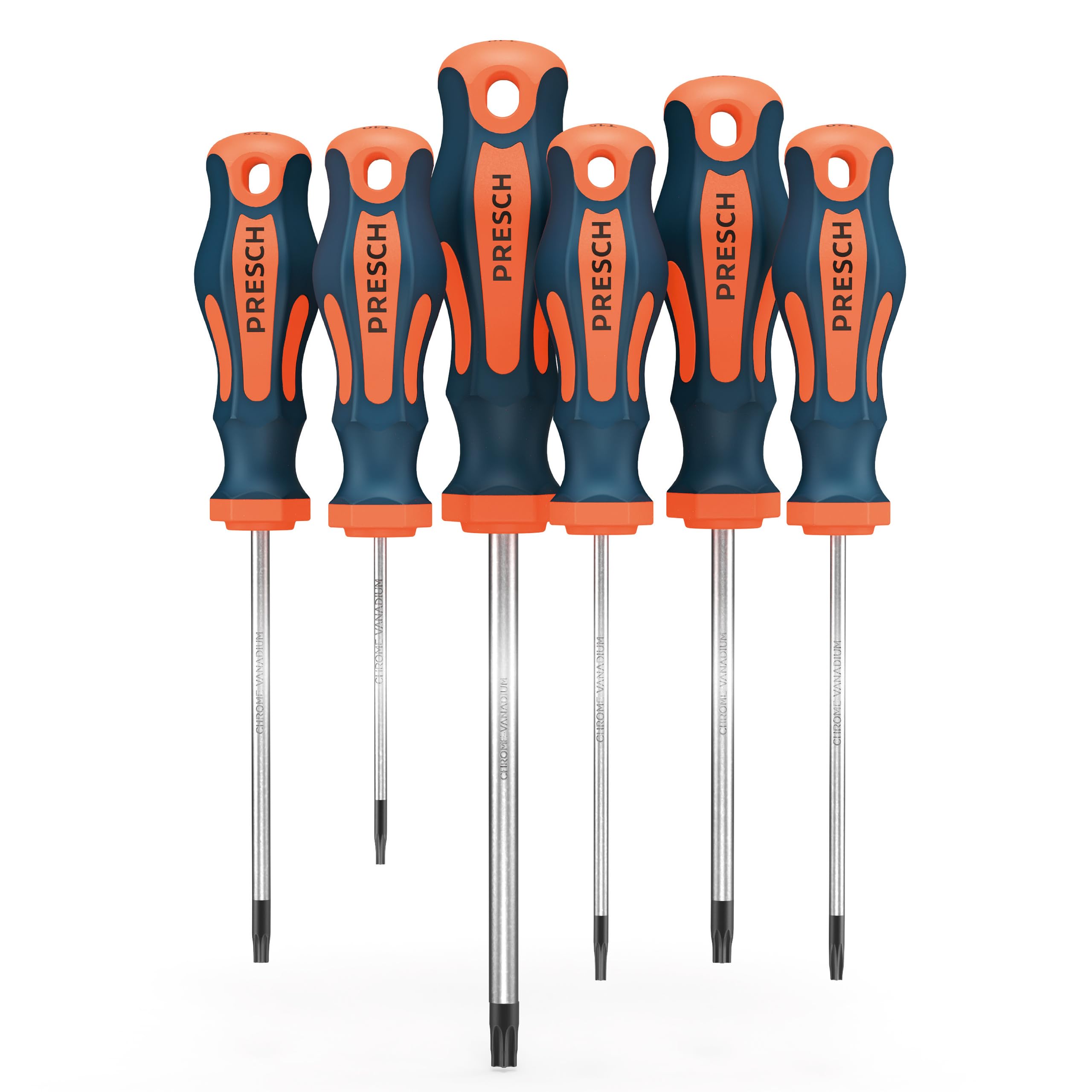 Presch TX Schraubendreher Set 6-teilig - Hochwertige, magnetische Sternschraubenzieher - Innensechsrund T Schraubenzieher Satz - Profi Werkzeug zum Schrauben