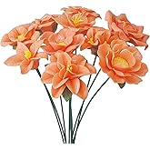 wybdtic Handmade Porcelain 3D Ceramic Flower Combination, Eternal Flower Decoration for Home Office Decor, Porcelain Decorations, Exquisite, Ceramic Floral Decorations,Set of 10 (Orange)
