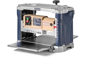 WOODSTARTER 13-Inch Wood Planer:10000RPM benchtop model,3 HSS blades,21FT/min speed,0.25”-6.2'' adjustable cutting thickness,