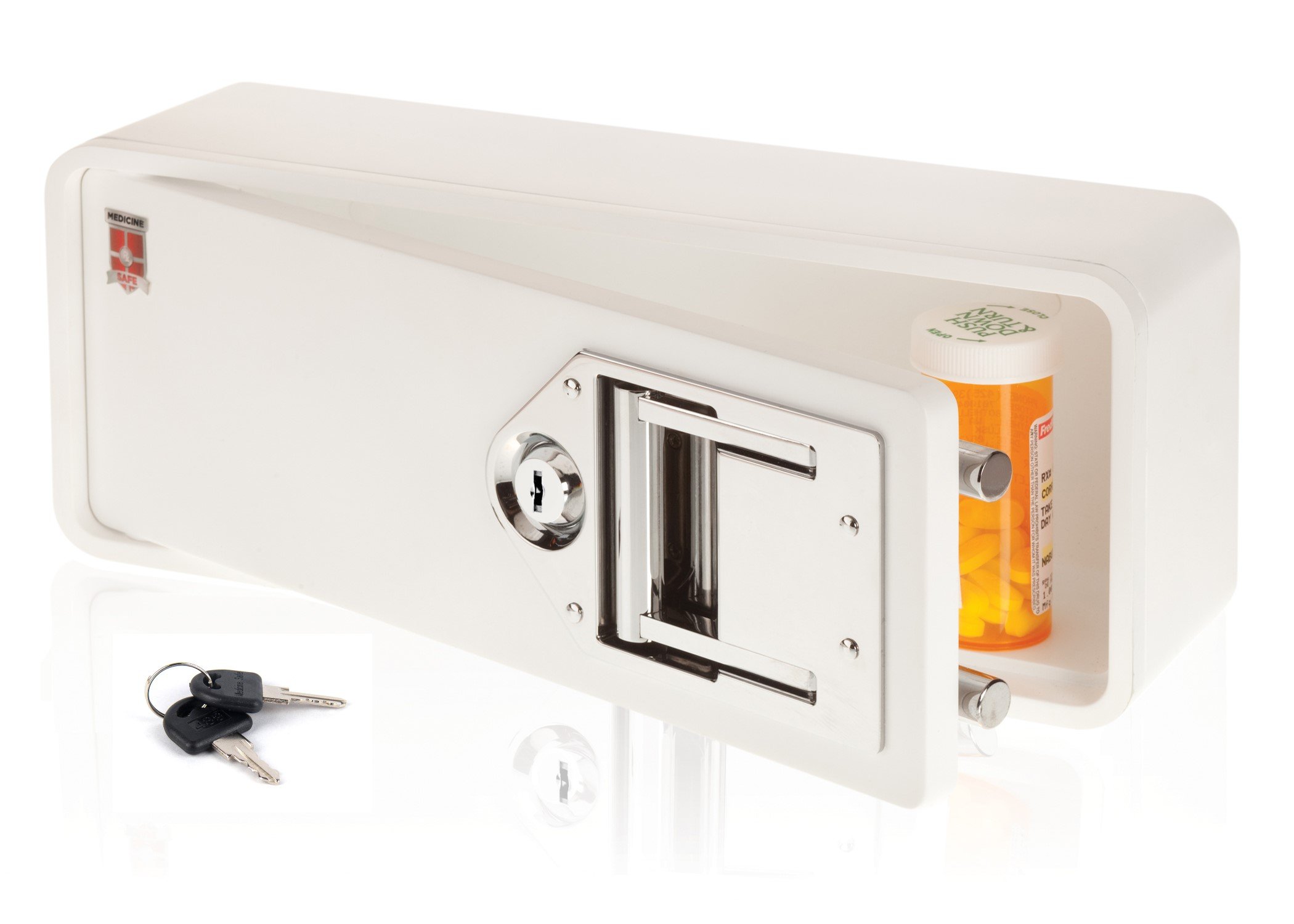 MEDICINE RX SAFE Medicine Safe-Standard Key, Alloy Steel, White, 38 Inch