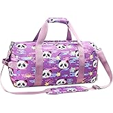 Gym Travel Duffle Bag for Girls - Gymnastics Sports Dance Bag with Shoe Compartment & Wet Pocket Panda Kids Travel Bag Teens Weekender Sleepover Carry On Bag