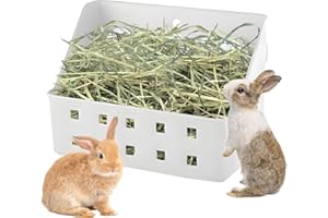kathson Rabbit Hay Feeder Small Hay Manger Less Wasted Grass Holder Rack Food Dispenser Small Animal Plastic Bowl for Rabbits Bunny Guinea Pigs Rat Chinchilla（Gray）