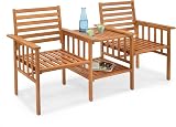VonHaus Cannes Garden Love Seat Acacia Hardwood Outdoor Jack and Jill Loveseat view 1