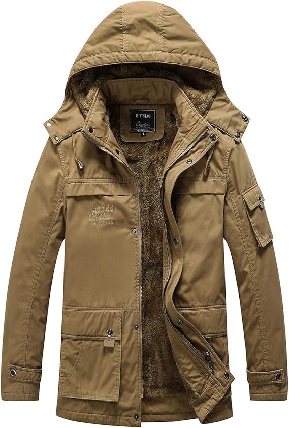 Amazon Labeyzon メンズ アウトドア コットン ミリタリー ジャケット パーカー タクティカル 冬用コート メンズ 取り外し可能フード Us サイズ Small カラー ブラウン コート ジャケット 通販