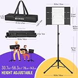 CAHAYA Sheet Music Stand Matte Black CY0317 with Bag Adjustable 79-143 cm view 6