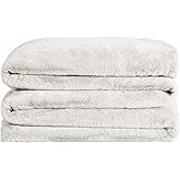 UnHide Cuddle Puddle - Faux Fur Blanket - Oversized, Lightweight, Extra Soft Blanket - Machine Washable - Add a Layer of Softness to Any Bed or Couch - 100” x 100” - Snow White
